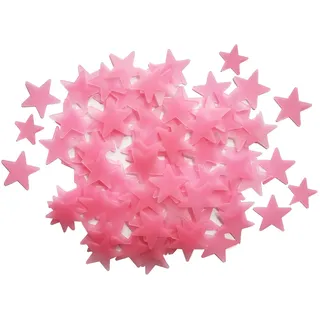 VKI® Wandsticker, Leuchtaufkleber, Fluoreszierend und im Dunkeln leuchtend,200 Stück Sterne für Kinderzimmer Kinderzimmer, Rosa