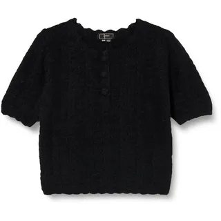 faina Women's Damen Dünne Hohle Vintage Häkelstrick Kurze Ärmel SCHWARZ Größe XL/XXL Pullover Sweater