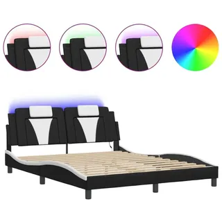 vidaXL Bettgestell "Viana" mit LED ohne Matratze Schwarz und Weiß 160x200 cm - Schwarz