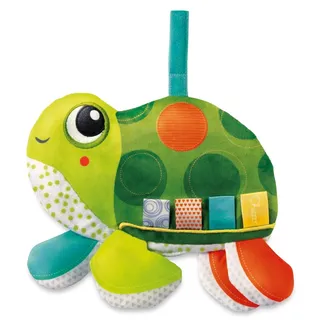 Chicco Molly, die Schildkröte, weiches und buntes Stoffspielzeug, Verschiedene Stoffe zur Förderung der taktilen Fähigkeiten, mit Klettverschluss, waschmaschinenfest, Kinderspielzeug 0-18 Monate