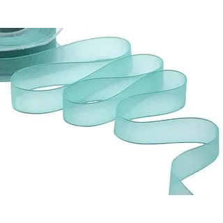 Furlanis - Leuchtend SchleierDekoband, Italienische Gewebe - Türkis, 15 mm x 20 m