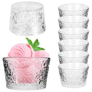 KADAX Eisbecher aus Glas, 6er Set, 290ml, Dessertgläser mit Fuß, Eisschalen für Eis, Desserts & Obst, Eisgläser, Dessertschalen, Spülmaschinenfest (Modell 5)