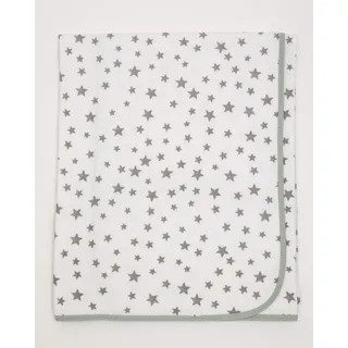 Ti TIN | weiche, saugfähige Babydecke, 80x75 cm | Krabbeldecke aus 100% Baumwolle mit doppellagigen Stoff, Babydecke fürs Auto, Wiege, Kinderwagen, Babyschale, etc, Sterne-Motiv, grau