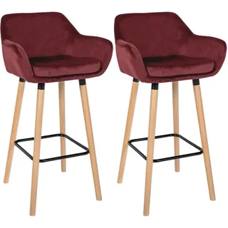 Barhocker, Samthocker, hoher Sitzkomfort - Modern - Buchenholz | Farbe: Rot