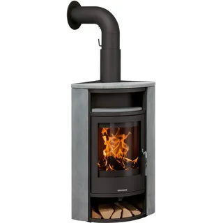 Oranier Polar Eck Stahl Schwarz/Abdeckplatte Speckstein