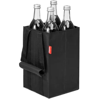achilles Flaschentasche 4 Fächer je 1,5 Liter – Reißfester Flaschenkorb mit Klettband – Faltbarer Flaschenträger mit Trennwänden – Flaschen Einkaufstasche für Wasserflaschen, Wein und Bier – Schwarz