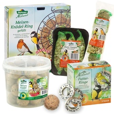 Dehner Natura Wildvogelfutter Starterset, Meisenknödel-Ring und Futtermix, 5-teilig