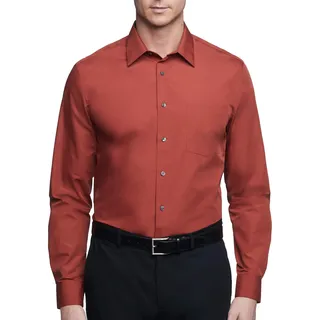 Van Heusen Herren Regular Fit Popeline Solid Klassisches Hemd, Kaki-Orange, 37 cm Hals 81 cm-84 cm Ärmel