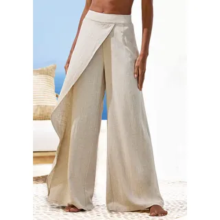 Leinenhose FRENCH CONNECTION, Damen, Gr. 36/38, N-Gr, beige (beige meliert), Obermaterial: 80% Viskose, 20% Leinen, unifarben, Hosen Leinenhose, im weit fließendem Lagenlook, Topseller