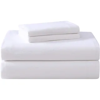 Laura Ashley Bettwäsche-Set für Doppelbett, Baumwoll-Flanell-Bettwäsche, gebürstet für zusätzliche Weichheit und Komfort (True White, Twin)