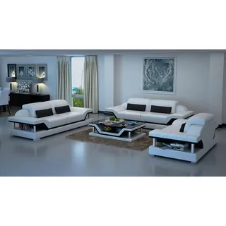 Sofagarnitur Komplett Set Wohnzimmer Garnituren 3+1+1 Sitzer Sofa Polster Couch - Schwarz