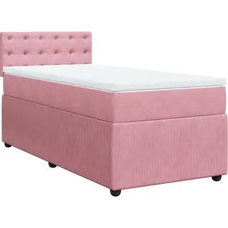 vidaXL Boxspringbett mit Matratze Rosa 100x200 cm Samt - Rosa