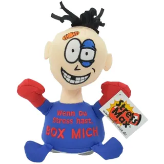 KÖGLER 75561 - Stoffpuppe Stress - Max mit Aufdruck, Figur mit Saugnäpfen an der Unterseite, ideal zum Abbau von Stress, Wut und Aggressionen, Blauen
