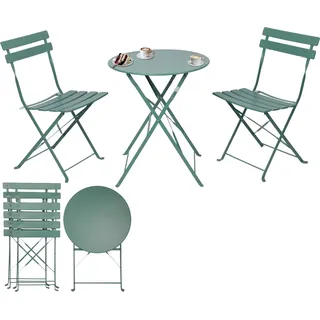 Albatros Bistroset 3-teilig Grün – Bistrotisch mit 2 Stühlen – klappbare Stühle und Tisch aus robustem Metall – optimal als Balkonmöbel Set oder Gartenmöbel in modernem Design - Grün