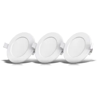 B.K.Licht LED Einbauleuchte »3er Set Bad Einbaustrahler, IP44 geschützt, flache Einbauspots« LED-Modul Warmweiß 3.000K, 450Lm, 6W, Kunststoff, 11,5 x 3 cm, Weiß, weiß
