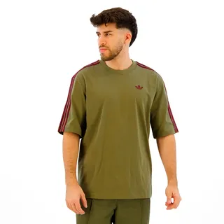 Adidas Originals Adicolor 3 Stripes Oversized Kurzarm-t-shirt - Focus Olive / Maroon - XL