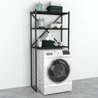 [en.casa] Waschmaschinenregal 160 x 66 x 34 cm Schwarz