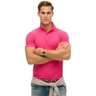 Superdry für Herren. M1110438A City Pique Kurzarm-poloshirt - raspberry pink - (M), Lässig, Baumwolle, Kurzarm