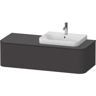 Duravit Happy D.2 Plus Konsolenwaschtischunterbau wandhängend, 1300x550mm, 1 Auszug, für Aufsatzbecken Position rechts, HP4942R8080, Farbe: graphit supermatt
