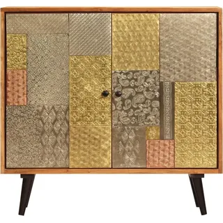 vidaXL Sideboard 80x30x75 cm Massivholz Akazie - Gelb