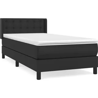 vidaXL Boxspringbett mit Matratze Schwarz 80x200 cm Kunstleder - Schwarz