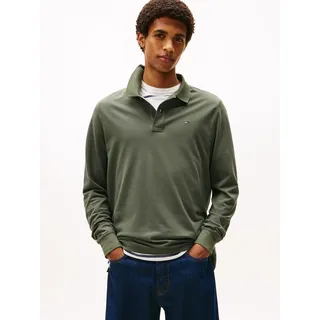 Tommy Hilfiger Tommy Jeans Herren, Poloshirt Langarm SLIM PLACKET aus Baumwolle, grün, pewter Green), L
