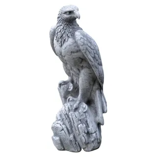 Adler Steinfigur aus Steinguss, Grau, Höhe 50 cm, Gewicht 14 kg, Frostsicher für den Außenbereich