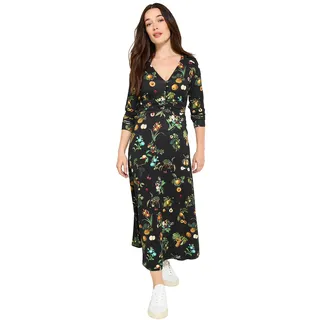 Joe Browns Damen Fruit Print Long Sleeve Midi Jersey Dress Kleid, Schwarz, 42