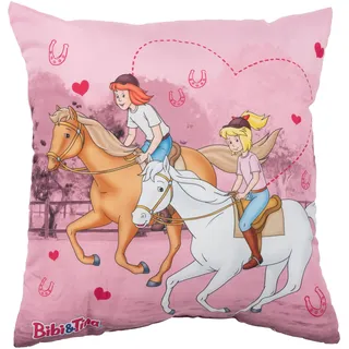 United Labels Bibi & Tina Kissen - Pferde Plüsch Dekokissen Zierkissen Kopfkissen Sitzkissen Pink 40 x 40 cm