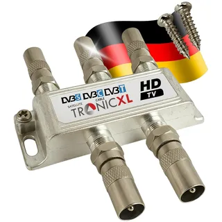 TronicXL 4fach Premium BK Verteiler TV Kabel Adapter Antennenverteiler Kabelfernsehen DVBC zb für Unitymedia SAT Splitter Unicable 4 Fach 4-Fach Virgin Aerial Satelliten Weiche DVB-T2 DVB-C DVB-S2