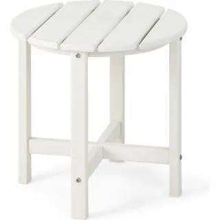 Beistelltisch Kleiner Gartentisch aus UV-beständigem Kunststoff Weiß