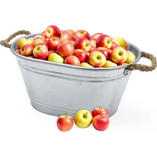 3.06 Zinkwanne in silber mit Natur Seil Griffen - ca. 64 cm x 42 cm x 25 cm - Zink Garten Wanne (groß) - Silber