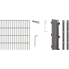 Alberts 646271 Erweiterung zu Zaungabionen Step2 | verschiedene Höhen - wahlweise in verschiedenen Farben | zum Einbetonieren | kunststoffbeschichtet, anthrazit | Breite 200 cm | Höhe 100 cm