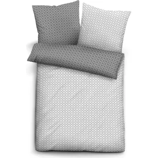 biberna Mako-Satin Bettwäsche "GRAFIK - MIX & MATCH" STURMGRAU BEZUG 155x220 cm - Grau