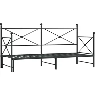 vidaXL Tagesbett Ausziehbar ohne Matratze Schwarz 90x200 cm Stahl - Schwarz