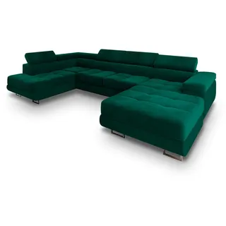 masseno Wohnlandschaft mit Schlaffunktion Casone , grün , Maße (cm): B: 345 H: 90