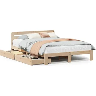 vidaXL Massivholzbett ohne Matratze 120x200 cm Kiefernholz - Braun