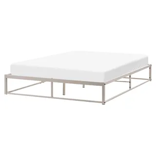 BELIANI Metallbett Hellbeige Eisen mit Lattenrost 140 x 200 cm ohne Kopf- und Fußteil Industrie-Design Modern Schlafzimmer Doppelbett Eisenbett - Beige