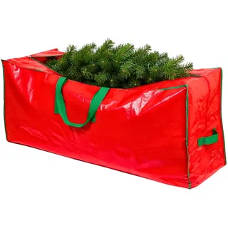 SHATCHI Weihnachts-Aufbewahrungsbehälter für bis zu 2,7 m, zerlegter künstlicher Weihnachtsbaum, langlebiges wasserdichtes Material, mit Reißverschluss und Tragegriffen, Rot, 164 x 38 x 76 cm