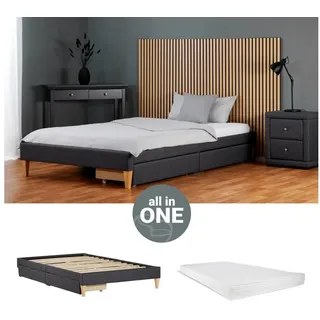 Homestyle4u Polsterbett 90 x 200 cm Grau
