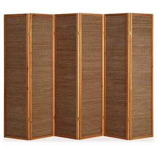 Homestyle4u Paravent Raumteiler 6 teilig Holz Bambus Trennwand Sichtschutz Braun