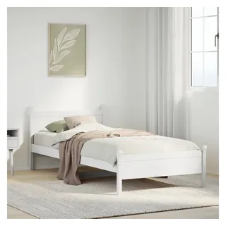 vidaXL Massivholzbett ohne Matratze Weiß 90x200 cm Kiefernholz