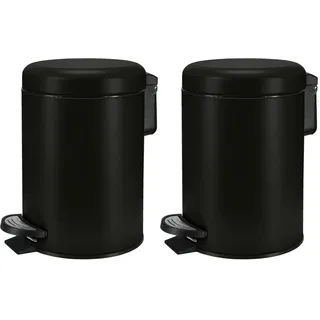 Kleine Wolke Kosmetikeimer One, Farbe: Schwarz, Material: Edelstahl/PP, Größe: Eimer 3 Liter 16,8 cm x 25 cm (Packung mit 2)