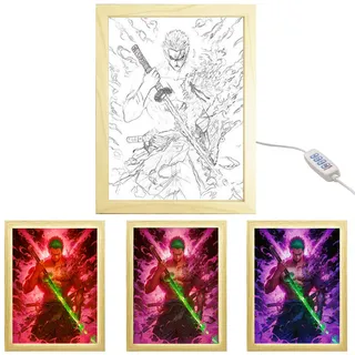 MeYuxg Anime Bilderrahmen, Roronoa Zoro Dekorative Malerei, Japanische Anime LED Box für Wohnzimmern, Schlafzimmern und Cafés, Roronoa Zoro B