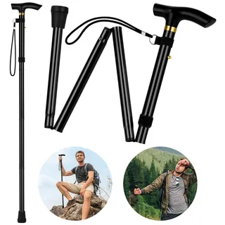 Flintronic Unisex Faltbar Gehstock, Klappbar Bergstock, 5-Stufig Höhenverstellbar, Leicht und Tragbar für Bergsteigen, Wandern, Camping