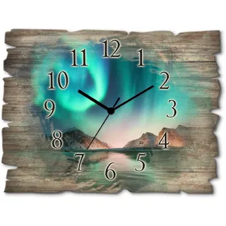 ARTland Wanduhr Auroraborialis - Nördliches Polarlicht blau