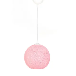 Opviq Handgefertigter Jute-Kronleuchter, Rosa & Weiß, 22 cm Kappenlänge, 24 cm Durchmesser, verstellbares Kabel, E27 max. 40 W | Modernes, einfarbiges Design für stilvolle Räume