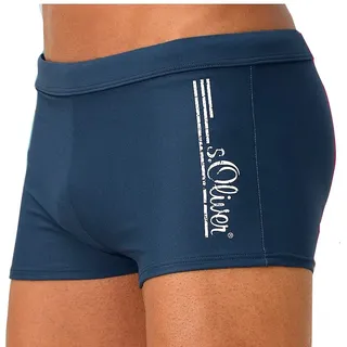 Boxer-Badehose S.OLIVER, Herren, Gr. 8, N-Gr, blau, Polyamid, unifarben, Badehosen Boxer-Badehose, mit Logoschriftzug im coolen Used-Look, Topseller