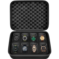 Boobowl 8 Steckplatz Uhrenbox Veranstalter/Uhrenkasten Display Aufbewahrungsbox Passend für alle Armbanduhren und Intelligente Uhren bis zu 42 mm - Schwarz
