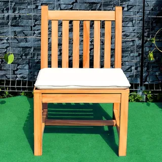 Teako Design Gartenstuhl Piceno aus Teakholz ohne Armlehnen – Robustes, ergonomisches Design für Garten & Terrasse (Creme) - Braun